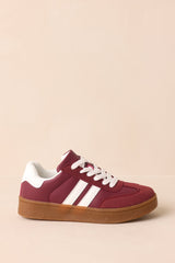 Chasing Chill Burgundy Faux Suede Lace-Up Sneakers