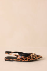 As It Stands Leopard Print Patent Pointed Toe Slingback Flats