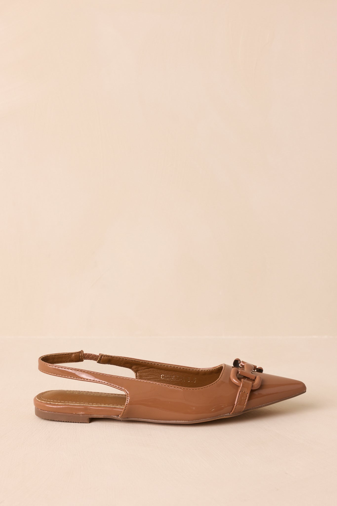 As It Stands Mocha Brown Patent Pointed Toe Slingback Flats