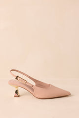 By All Accounts Beige Faux Leather Pointed Toe Kitten Heels