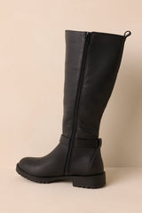 Staying Put Black Faux Leather Knee High Riding Boots