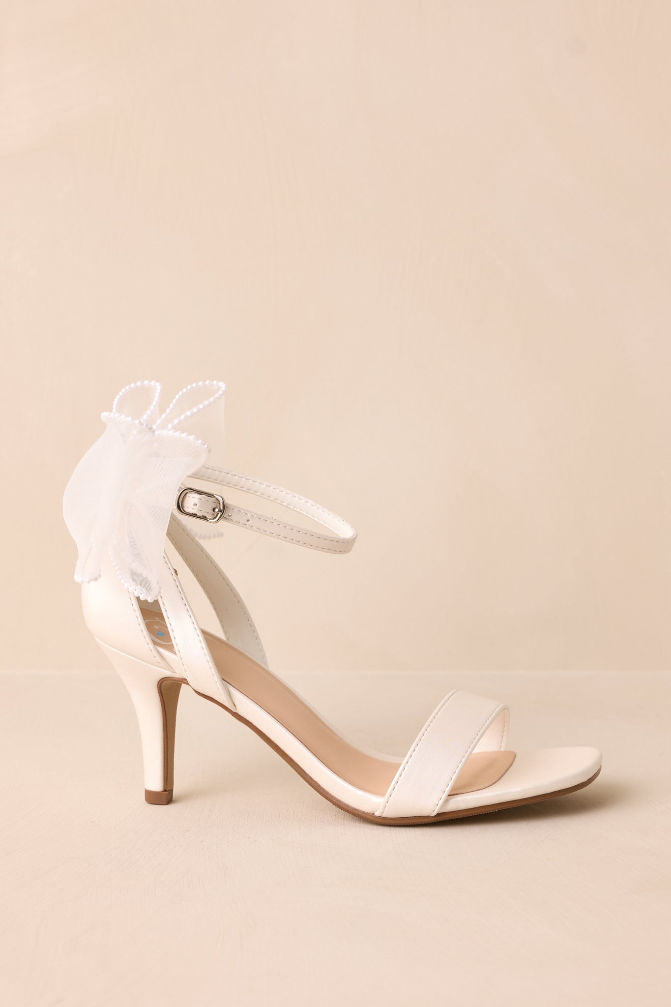 Follow Your Heart Ivory Satin Bow Back Kitten Heels