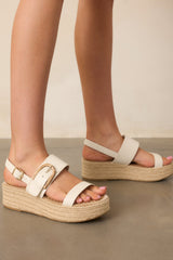 Warm Breeze Ivory Espadrille Platform Sandals