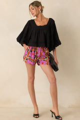 FRNCH Diona Vitoria Fuchsia Multi Floral Drawstring Shorts