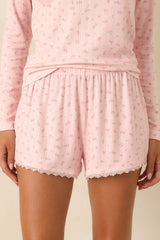 Z Supply Better Off Rosewater Pink Floral Pointelle Pajama Shorts