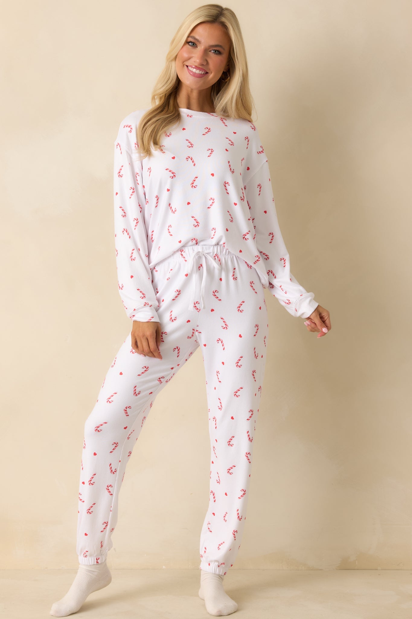 Z Supply White Knit Cozy Candy Pajama Pants