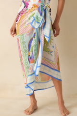 MINKPINK Elysia White Multi Tropical Tile Print Sarong