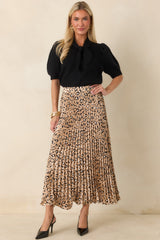 Call of the Wild Leopard Satin Pleated Maxi Skirt