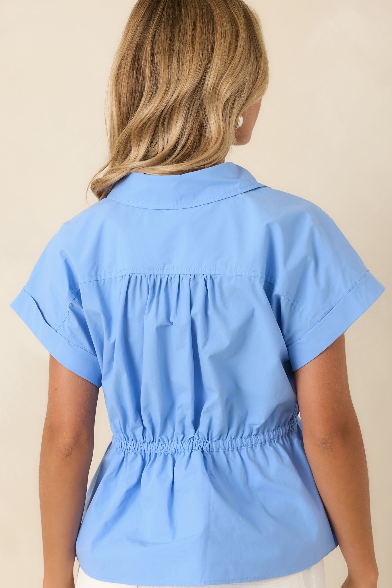 Fresh Outlook Sky Blue Cotton Peplum Top