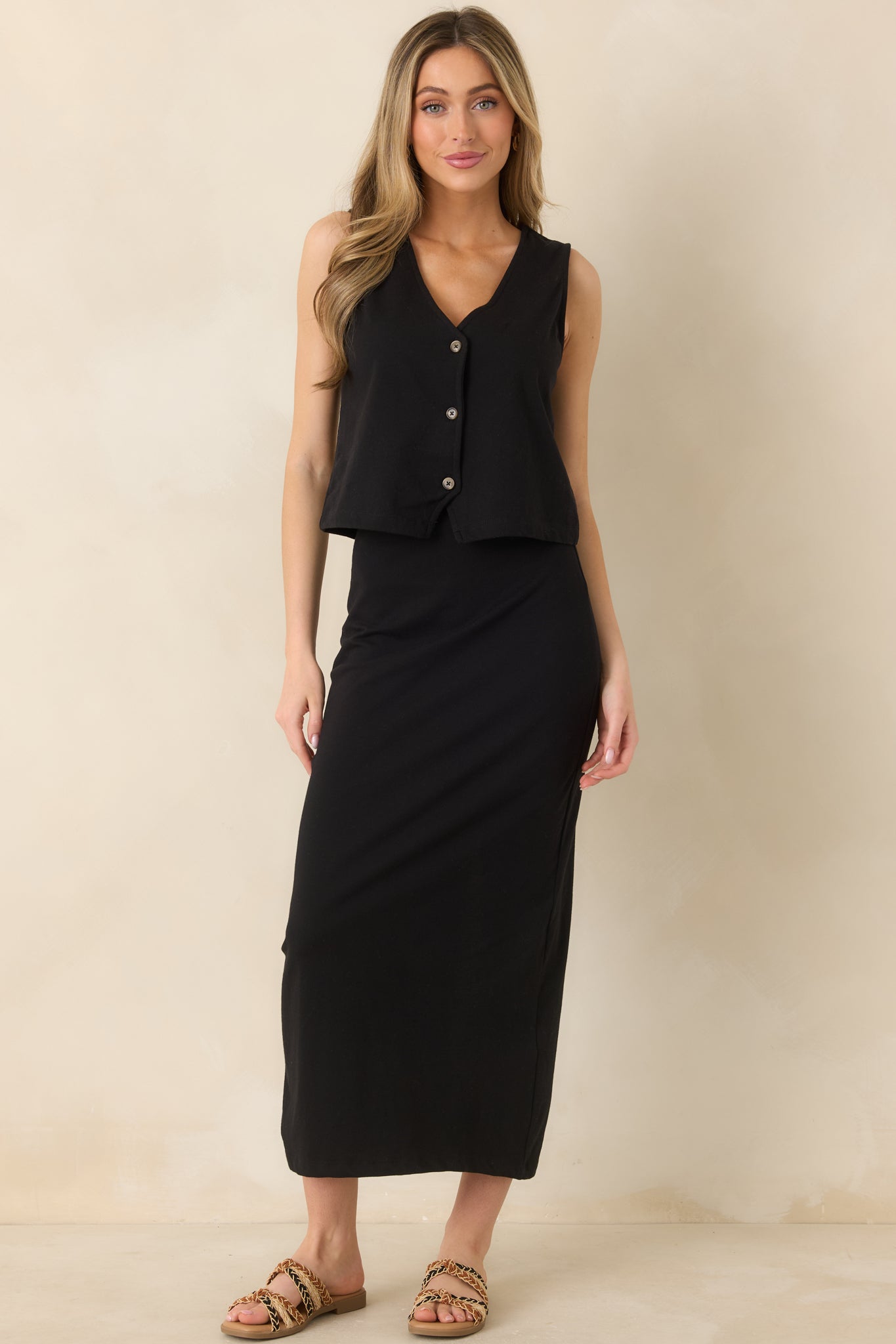 Z Supply True Black Cotton Gail Midi Skirt