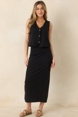 Z Supply True Black Cotton Gail Midi Skirt