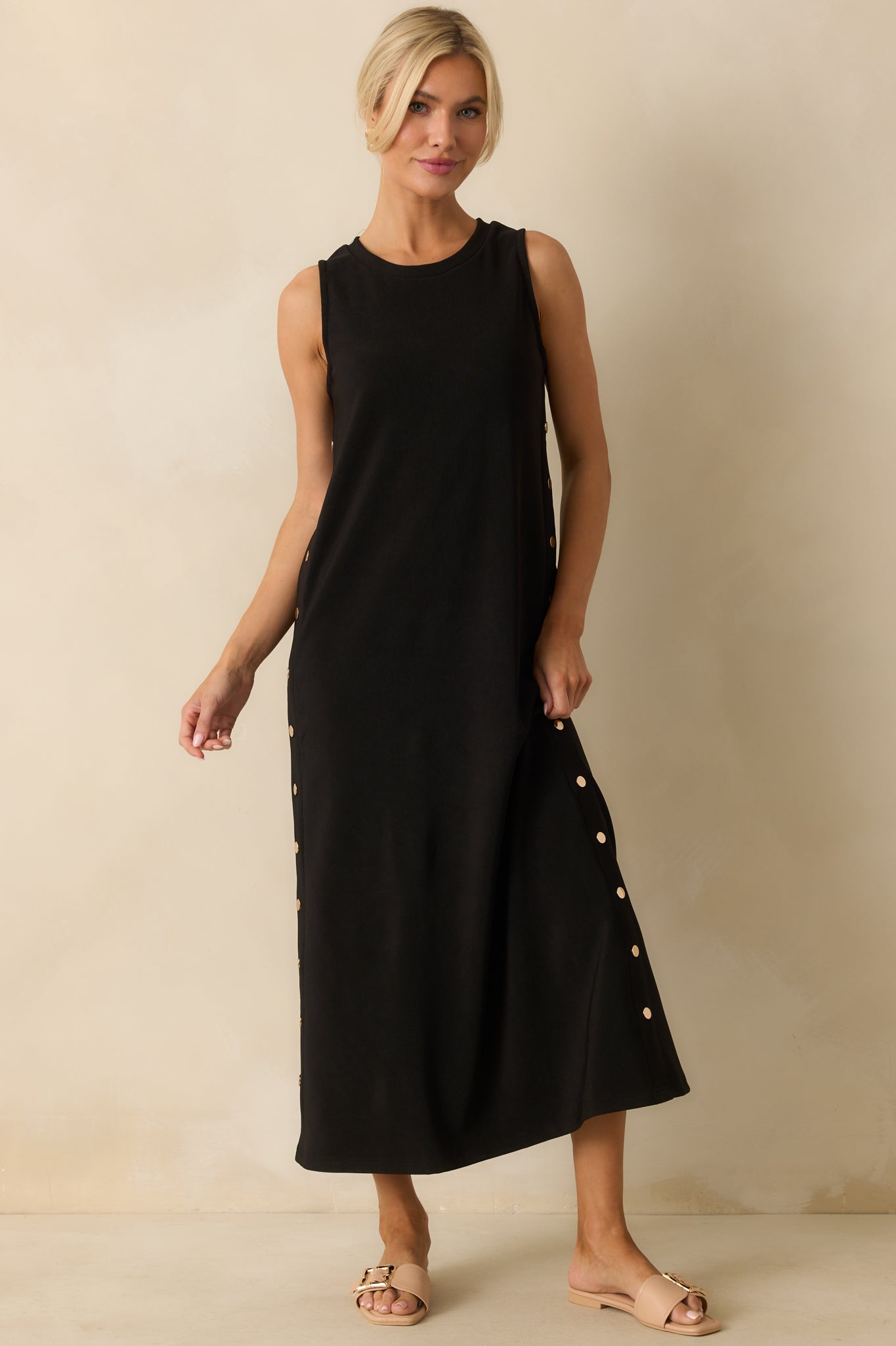 I'm Choosing Happiness Black Sleeveless Maxi Dress