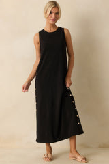I'm Choosing Happiness Black Sleeveless Maxi Dress