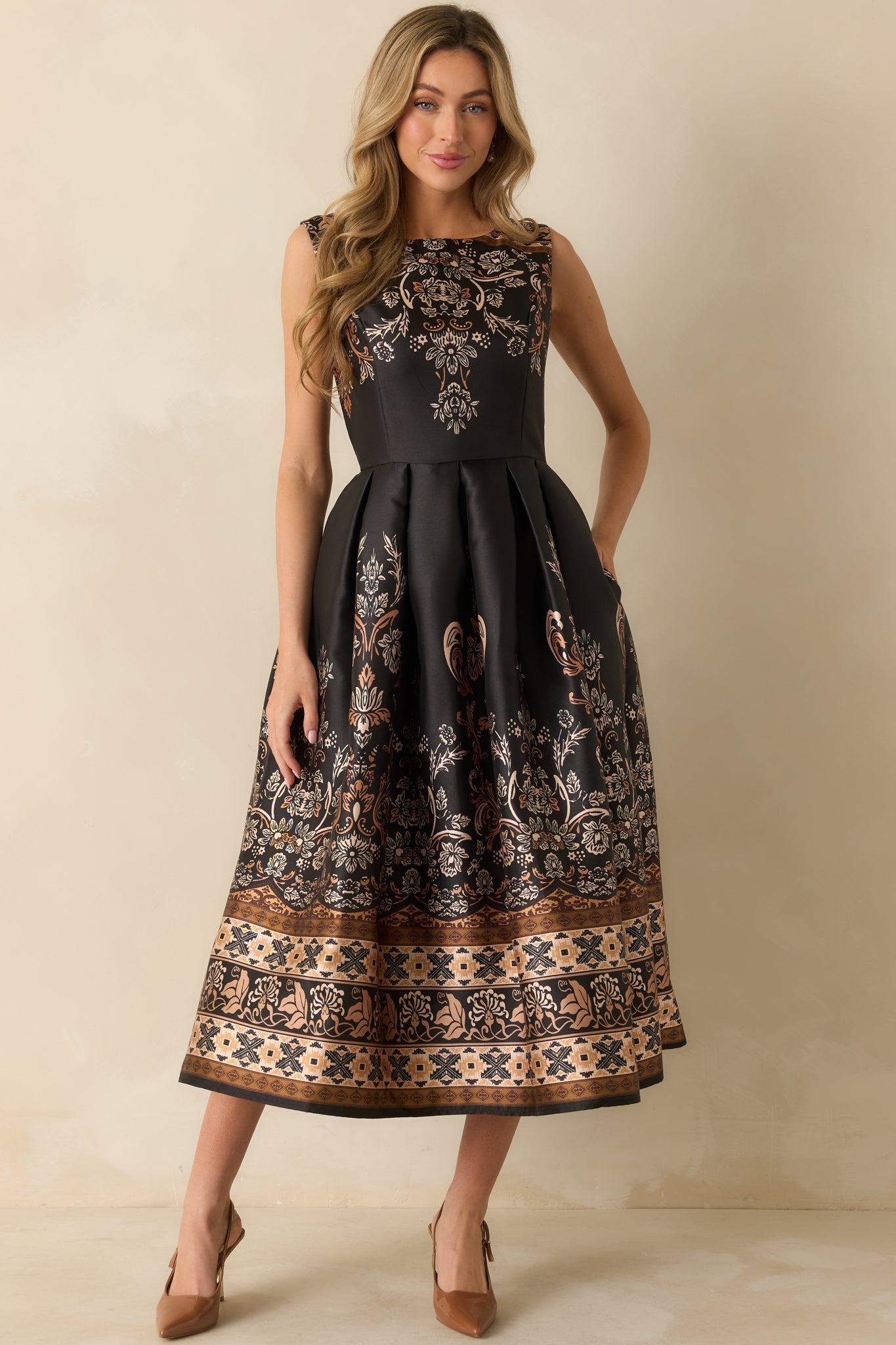 Twilight Opus Black Multi Jacquard Sleeveless Maxi Dress