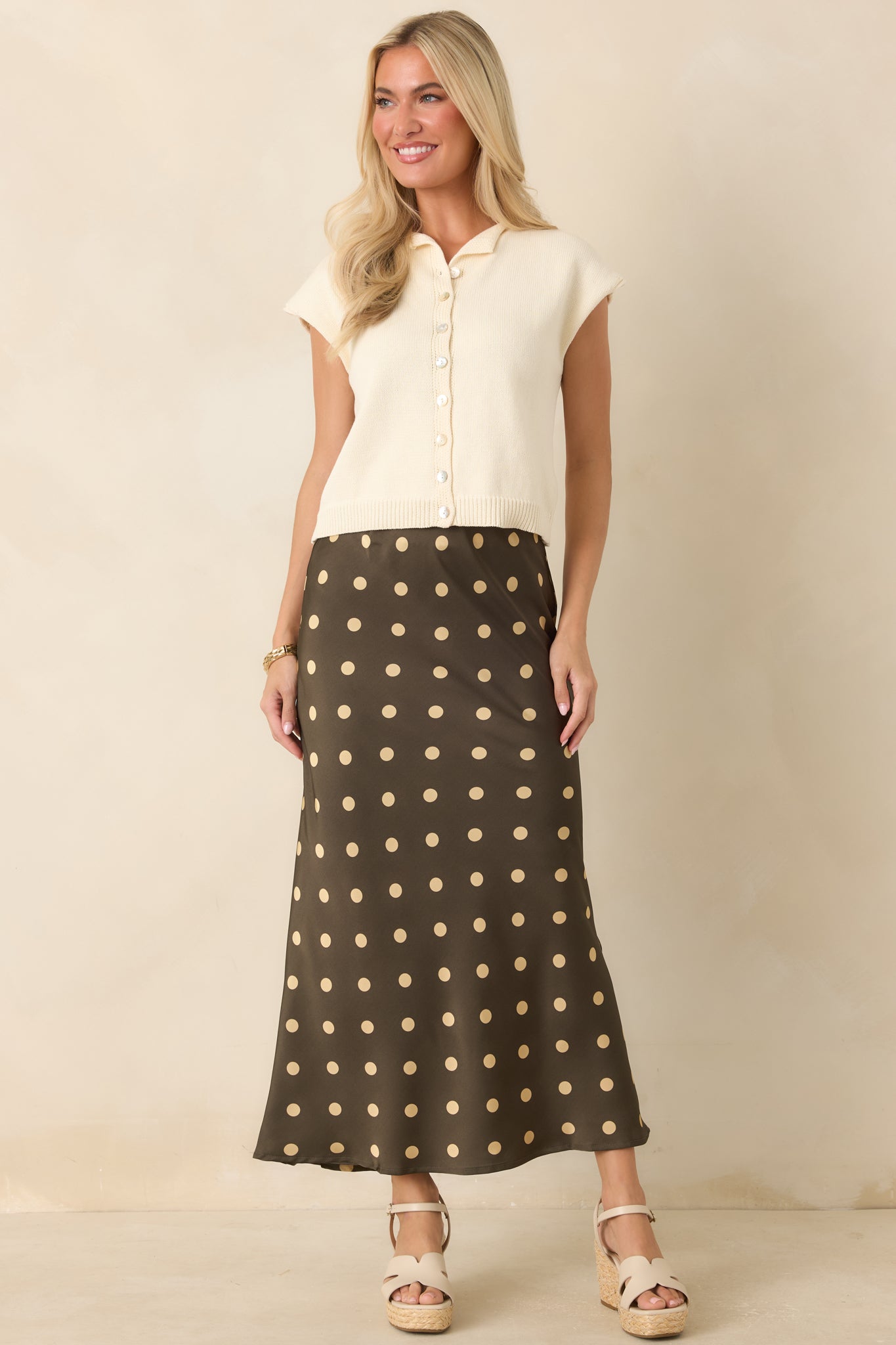 Let's Do This Ivory Sleeveless Button Front Top