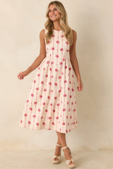 Heirloom Blooms Ivory Floral Cotton Midi Dress