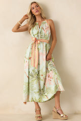 Cabana Morning Seafoam Green Palm Print Maxi Dress