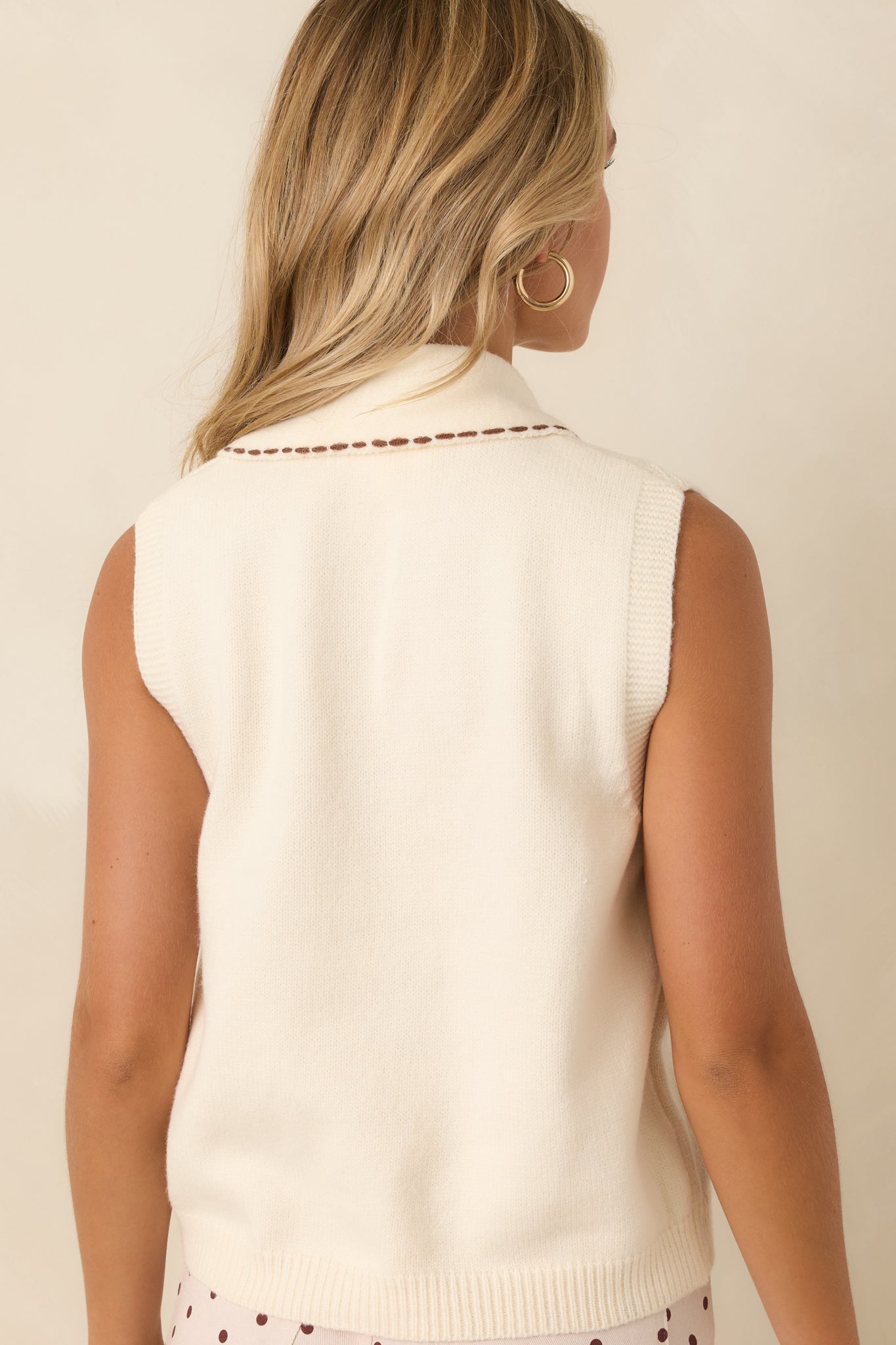 Perfectly Proper Ivory Knit Collar Scarf Sweater Top