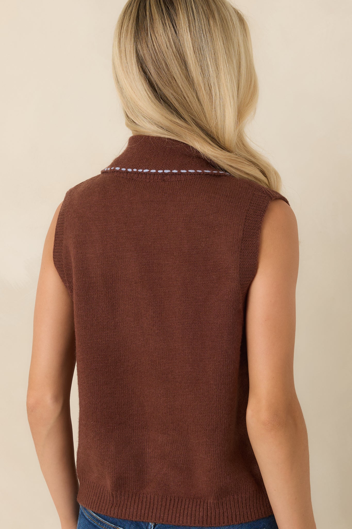 Perfectly Proper Brown Knit Collar Scarf Sweater Top