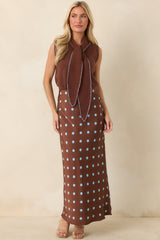 Perfectly Proper Brown Knit Collar Scarf Sweater Top