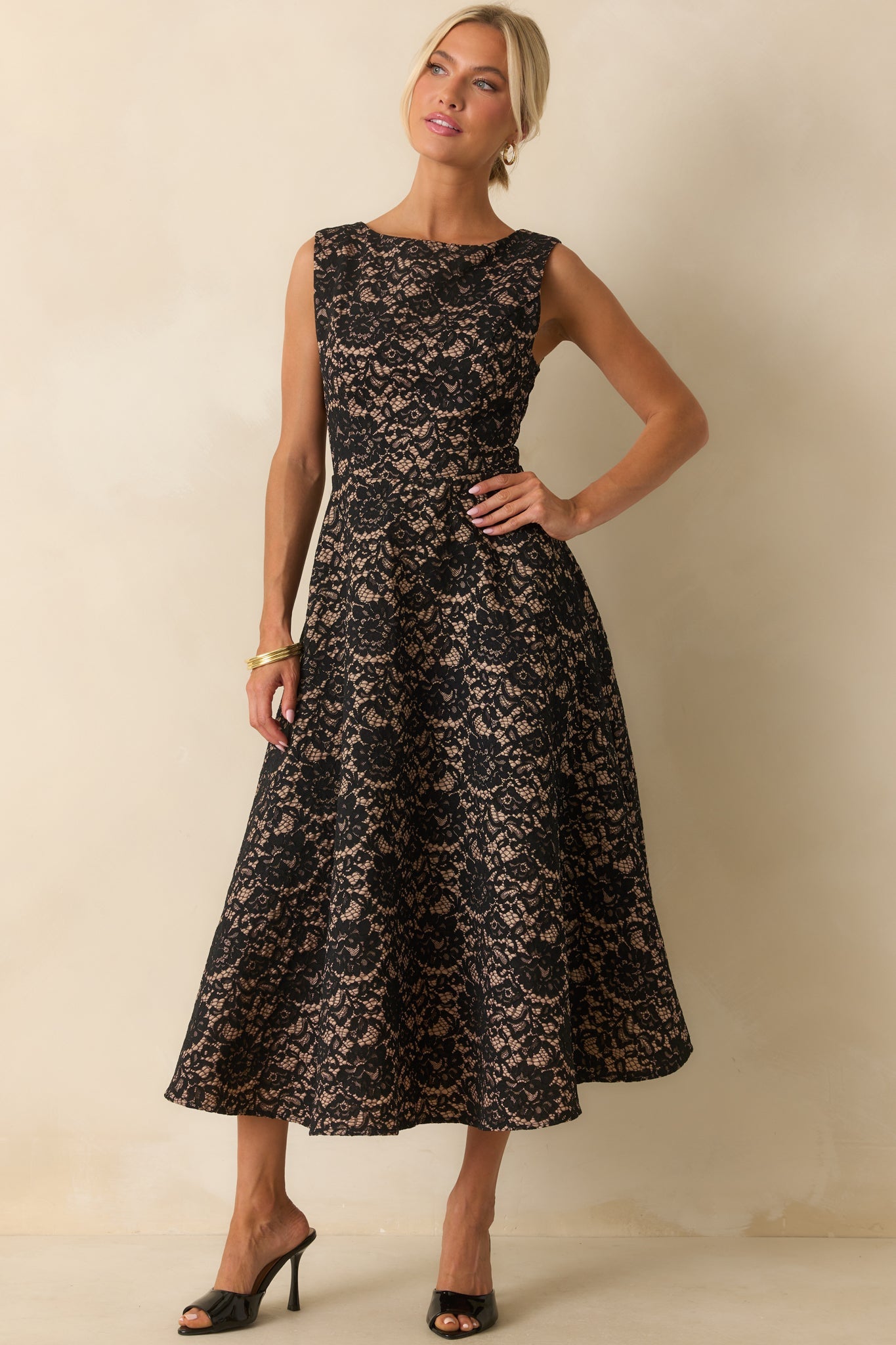 Too Good To Miss Black Floral Lace Sleeveless Maxi Dress