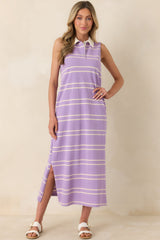 Polished Play Lavender Stripe Cotton Sleeveless Maxi Dress
