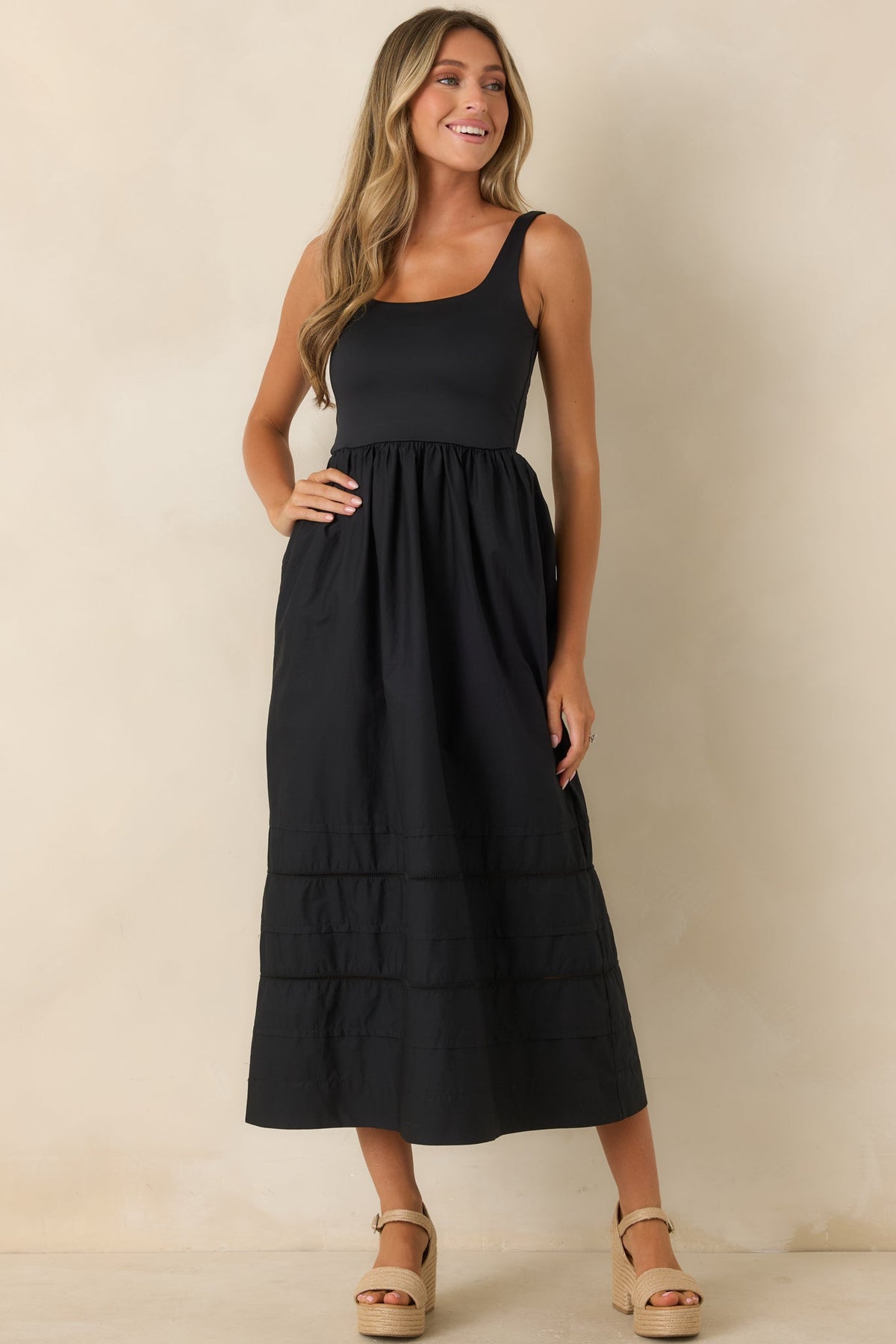Z Supply Johanna Black Sleeveless Midi Dress
