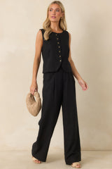 Z Supply Roman Black Linen Button Front Vest