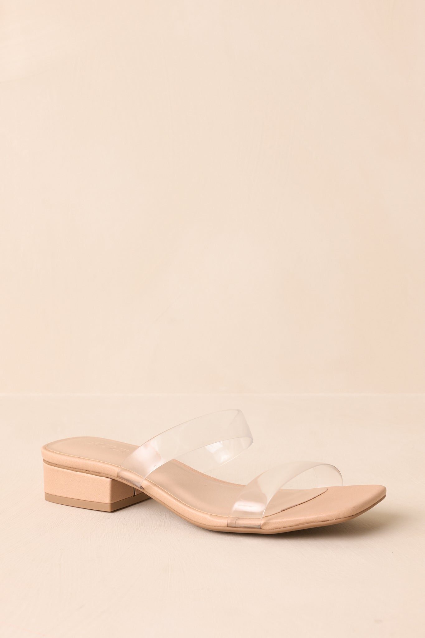 Timeless Edge Clear Beige Low Block Heel Sandals