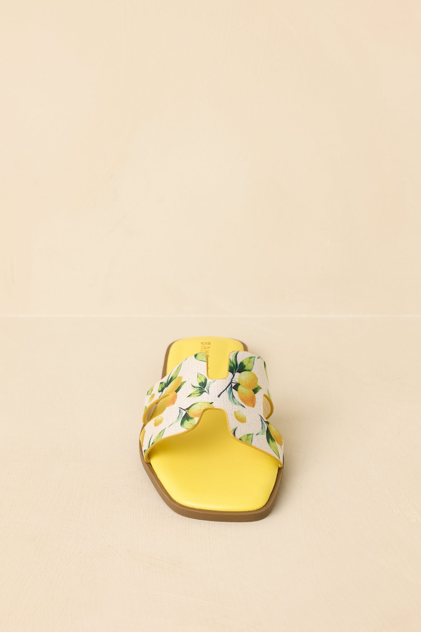 Picked Fresh for You Yellow Multi Lemon Print Slide Sandals