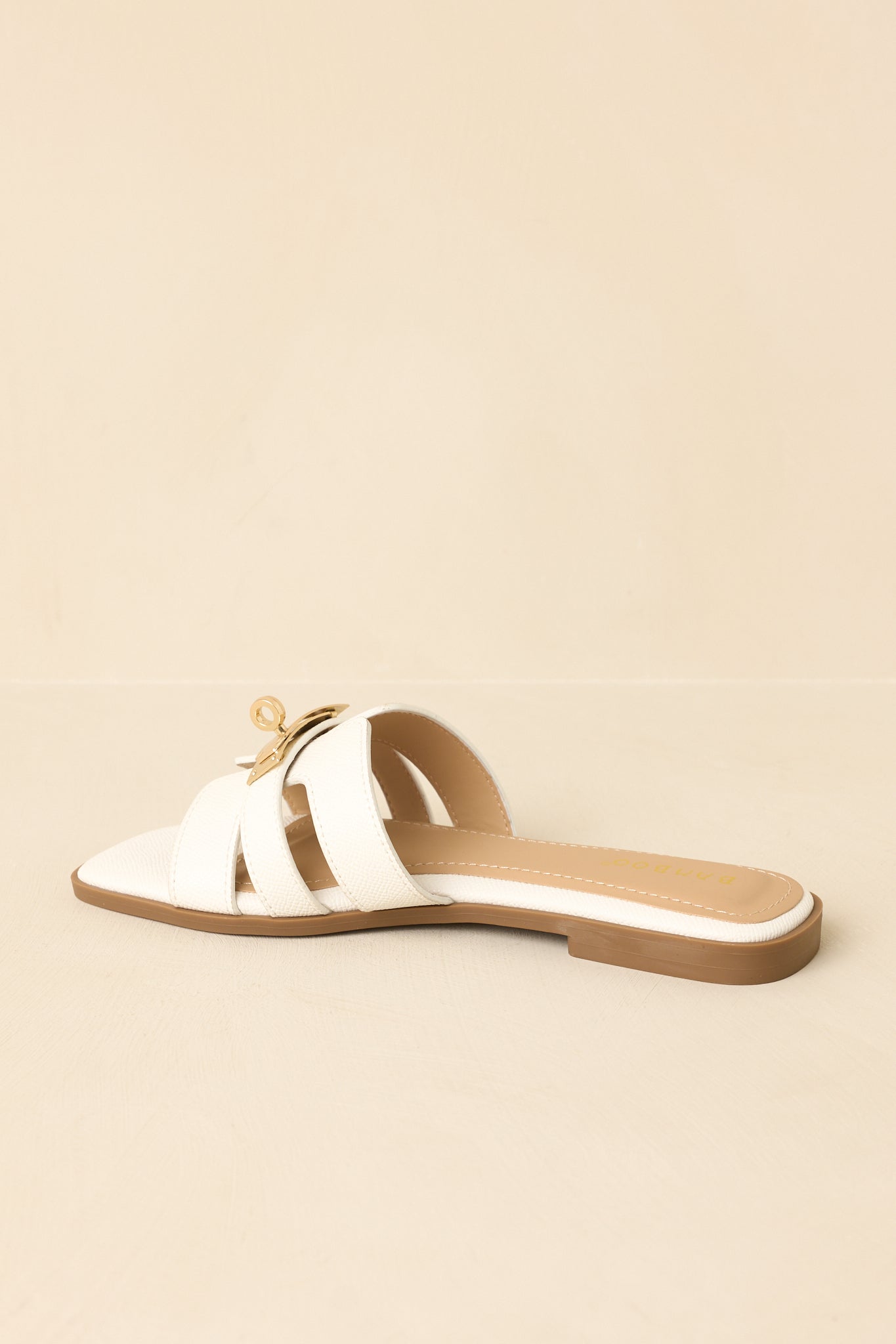 Coastline Classic White Faux Leather Slide Sandals