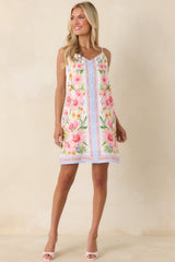 Gonna Go My Way Pink Multi Floral Button Front Mini Dress