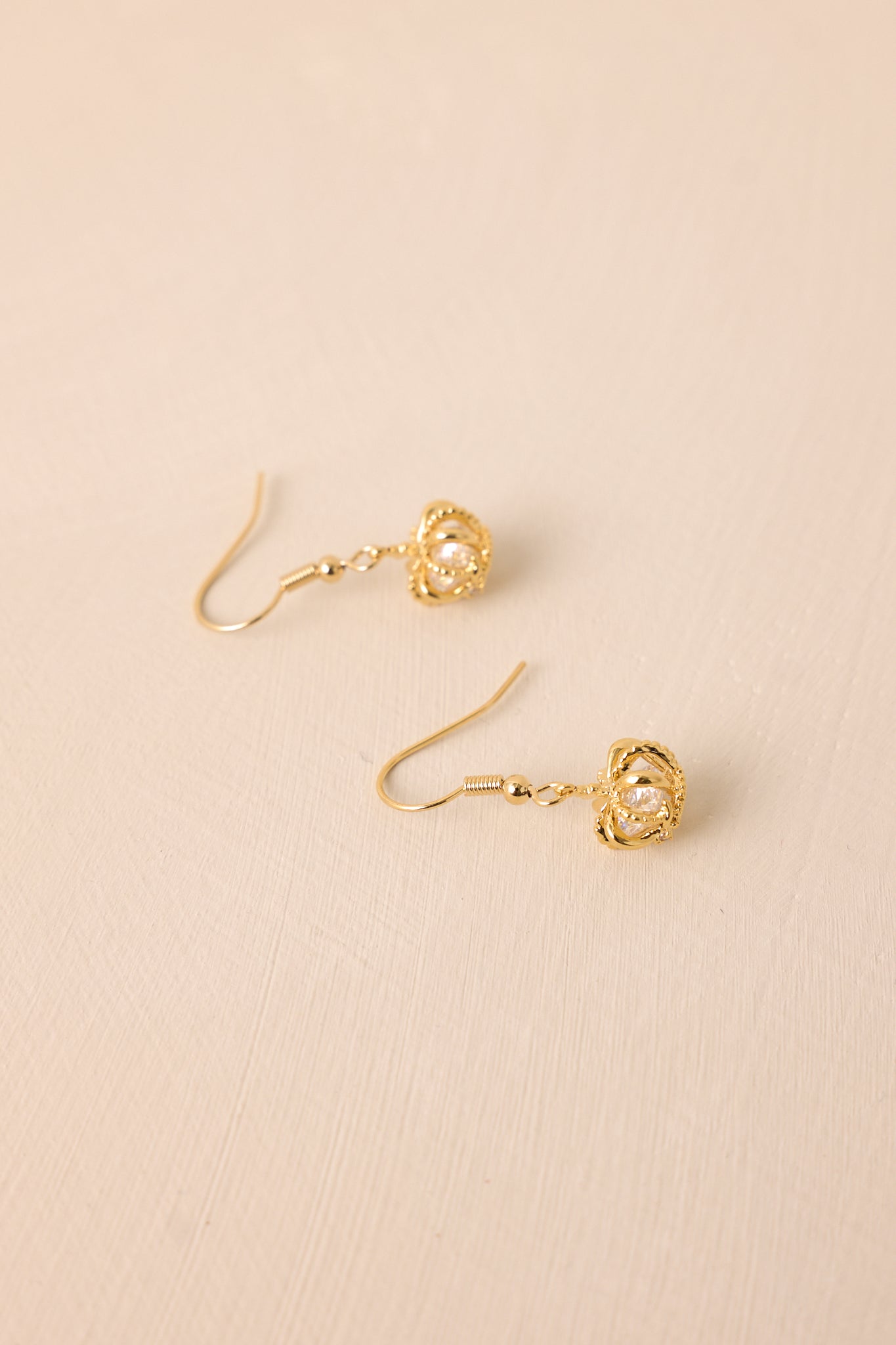 Royal Touch Gold Crown Drop Earrings
