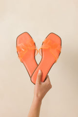 Clear the Way Orange Transparent Strap Slide Sandals