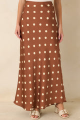 She's All Class Brown Polka Dot Satin Maxi Skirt