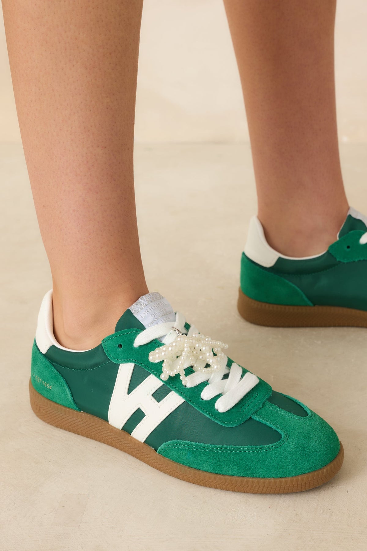 Vintage Havana Nadia Green Suede Lace-Up Sneakers