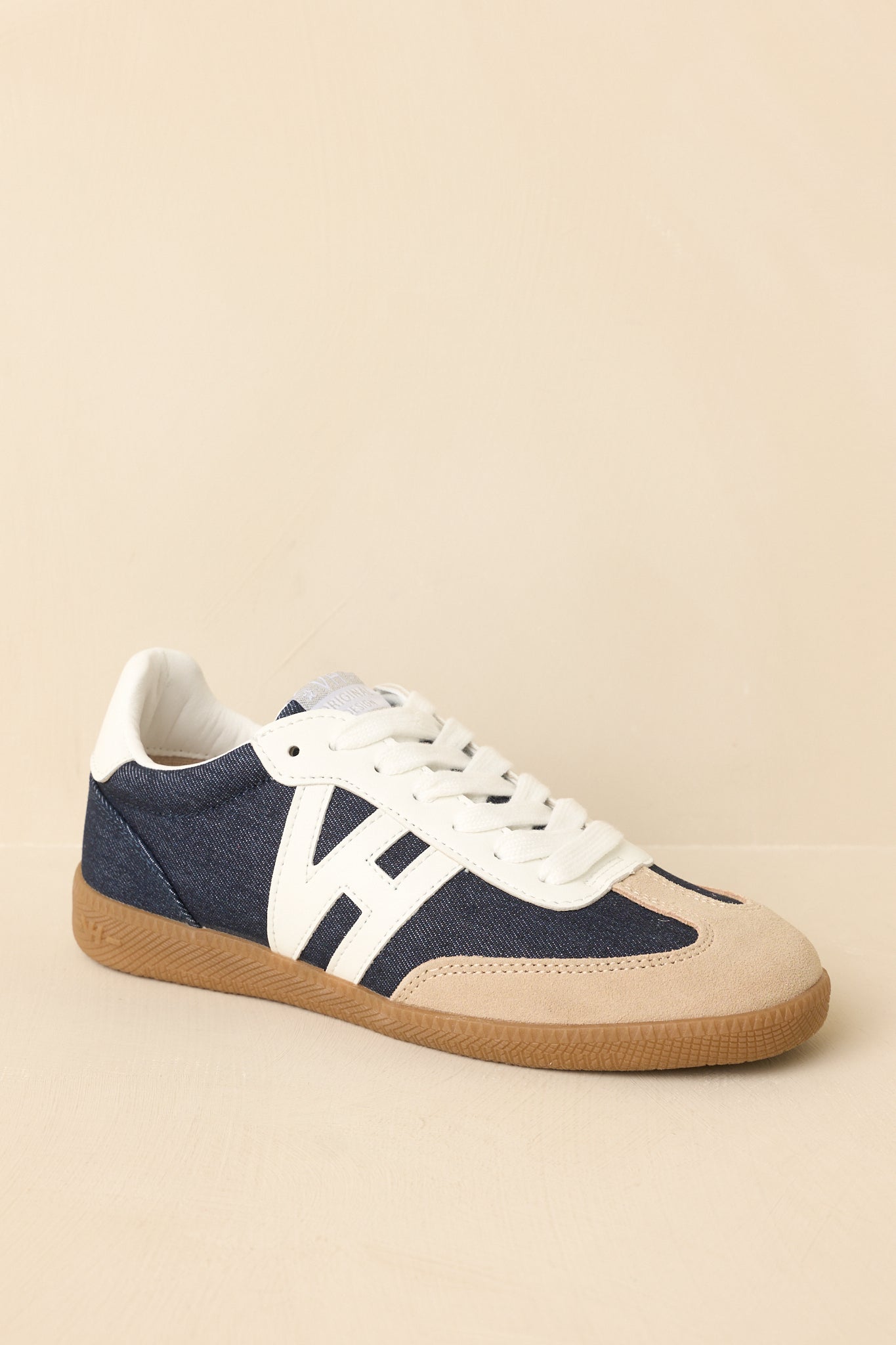 Vintage Havana Nadia Navy & Taupe Suede Lace-Up Sneakers
