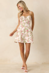 Dreaming of You Beige & Pink Floral Linen Blend Mini Dress