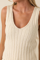 Z Supply Acadia Light Beige Cotton Blend Sweater Tank