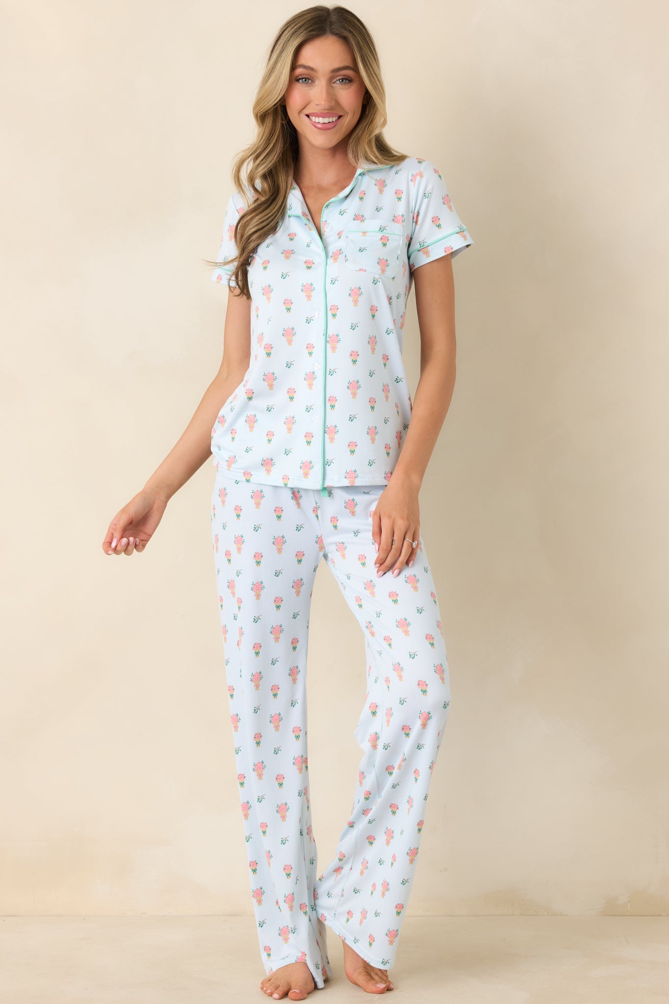 Mint to Be Mine Mint Green Multi Floral Pajama Pants