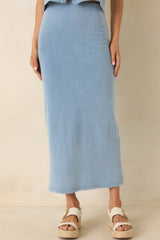 Z Supply Gail Ocean Air Indigo Cotton Jersey Midi Skirt