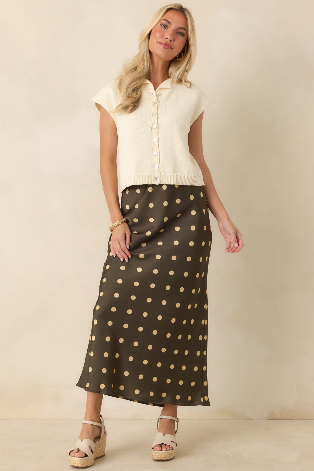 Let's Do This Ivory Sleeveless Button Front Top