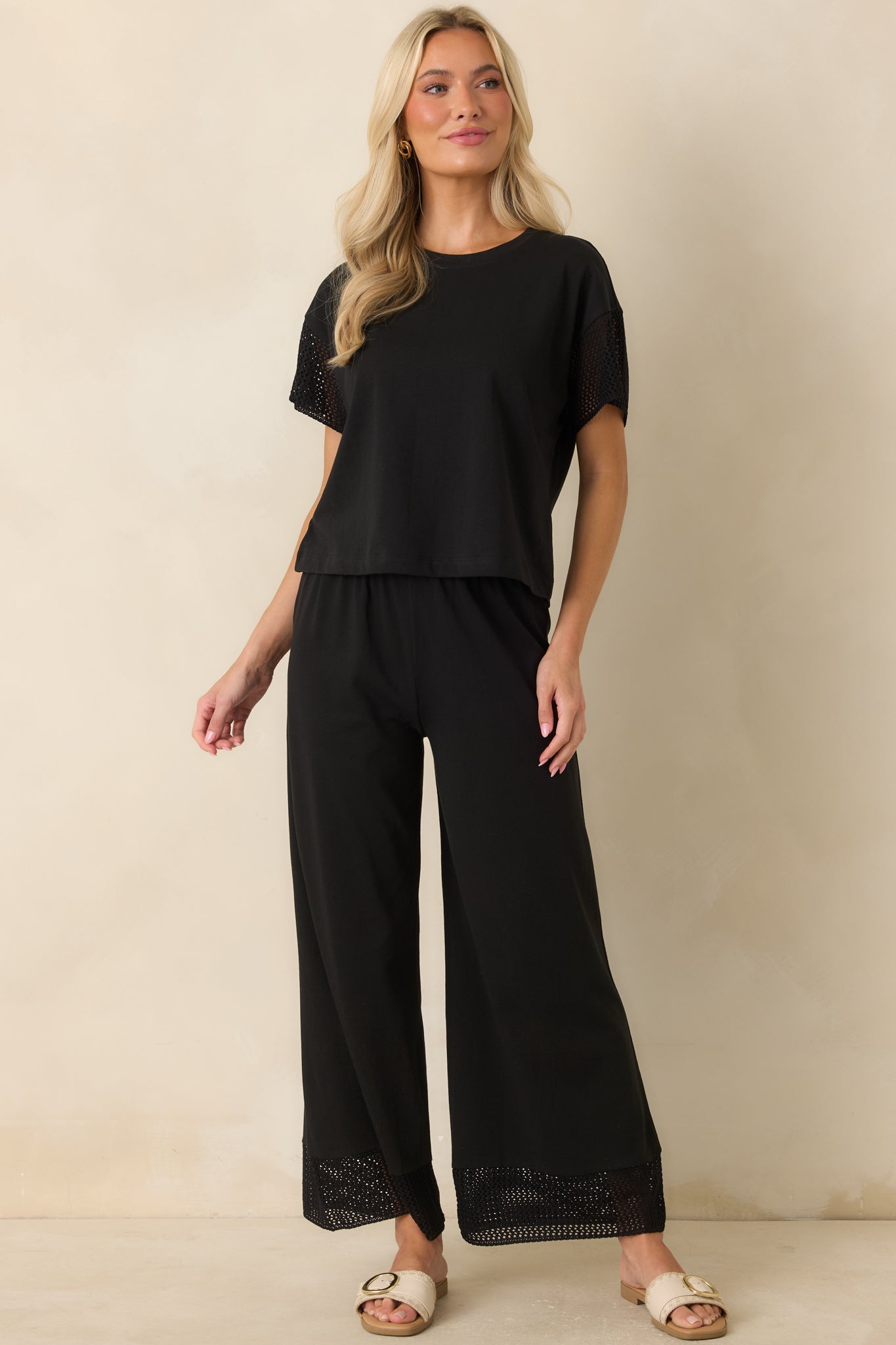 Z Supply Banyan Black Crochet Pants