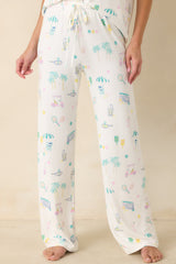Z Supply Downhome Court Sports White Multi Pajama Pants