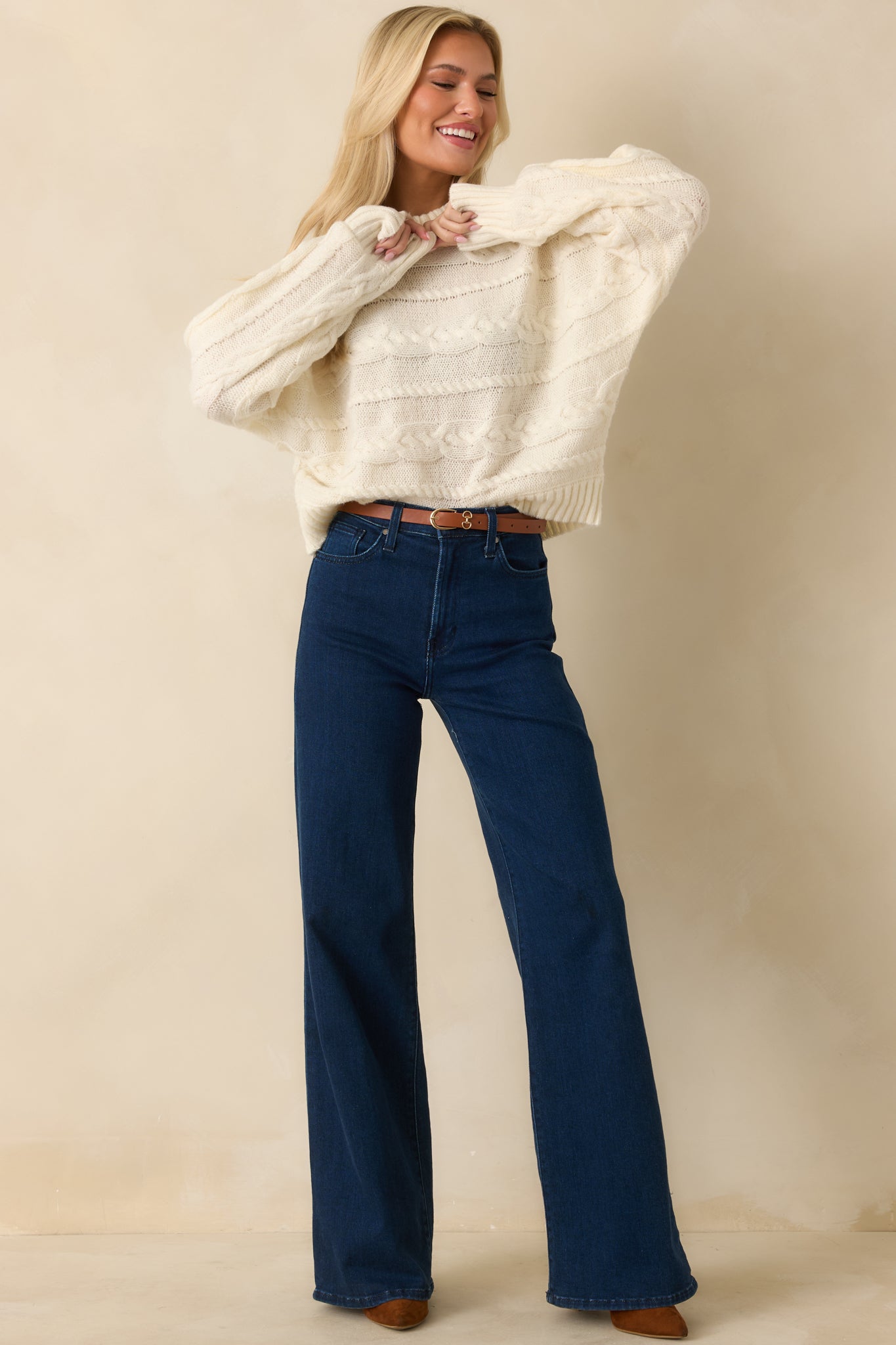 Z Supply Ivory Arctic Cable Cropped Sweater
