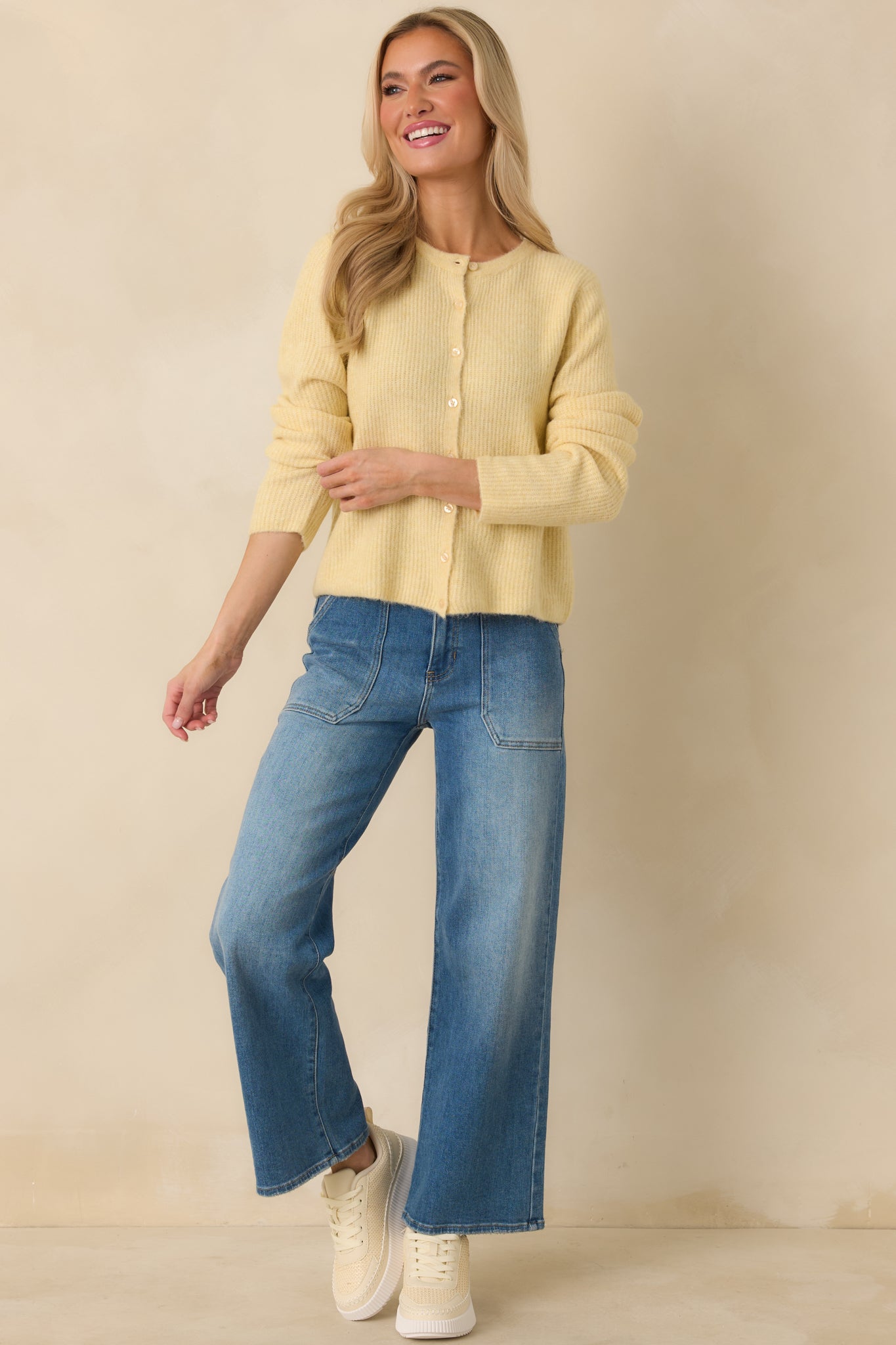 Z Supply Light Yellow Medina Rib Cardi