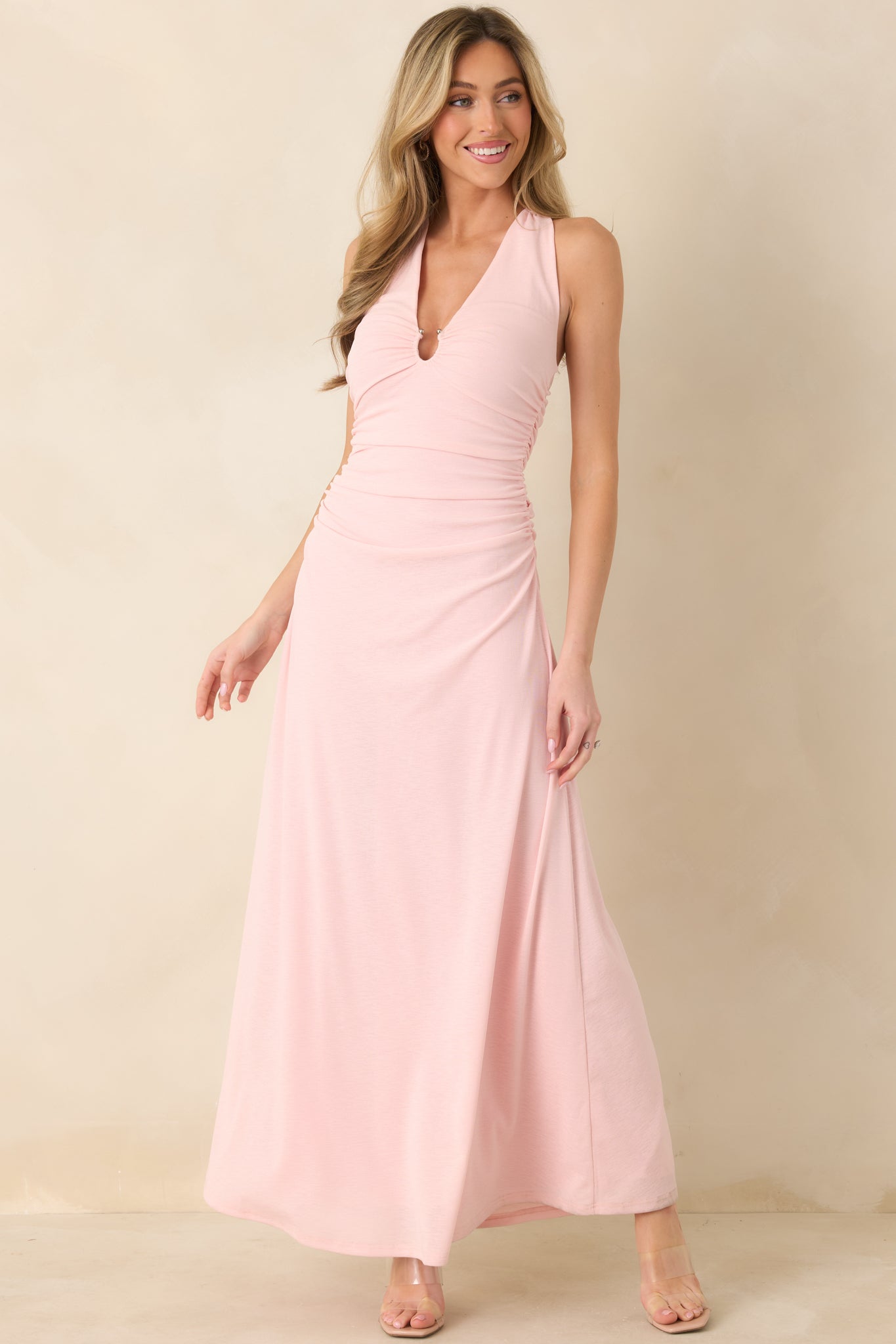 MINKPINK Amelia Soft Pink Halter Midi Dress
