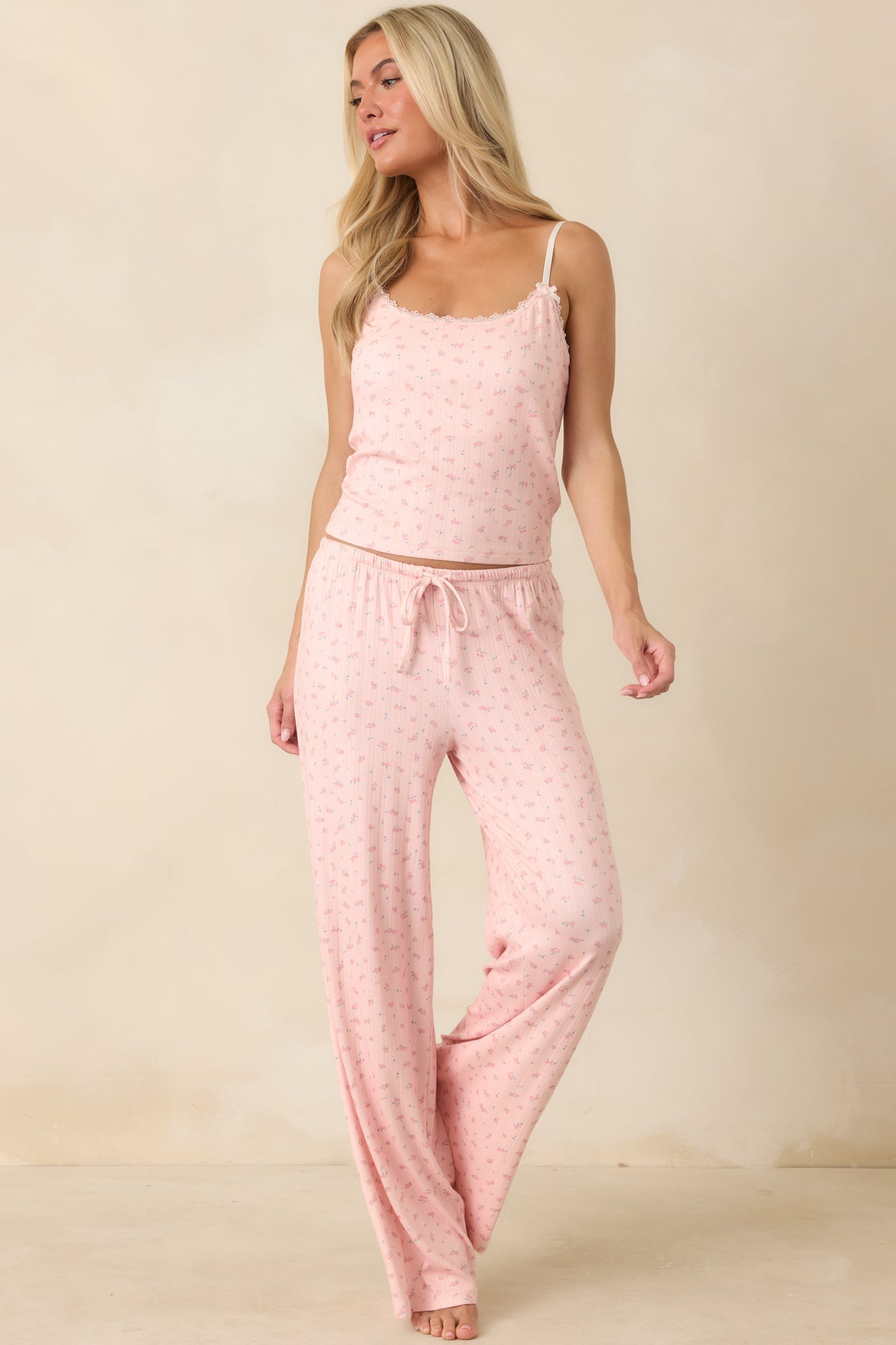 Z Supply Better Off Rosewater Pink Floral Pointelle Pajama Pants