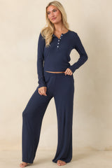 Z Supply Just Right Navy Rib Henley Top