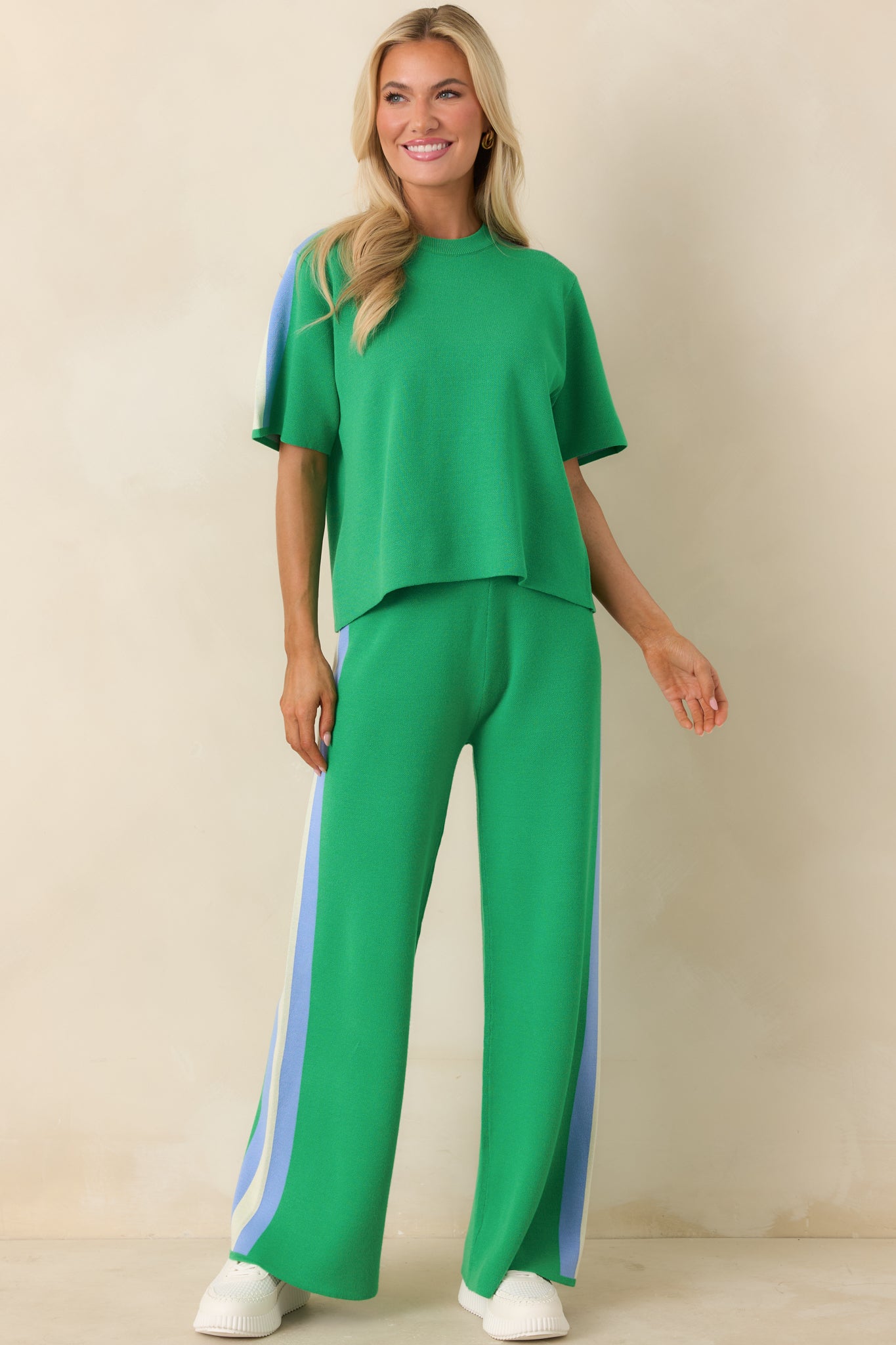 I'm Into It Green Multi Knit Stripe Top